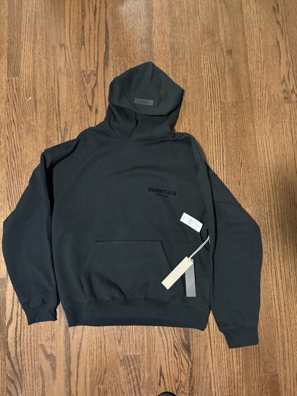 Essentials Black Pullover Hoodie with Subtle Logo